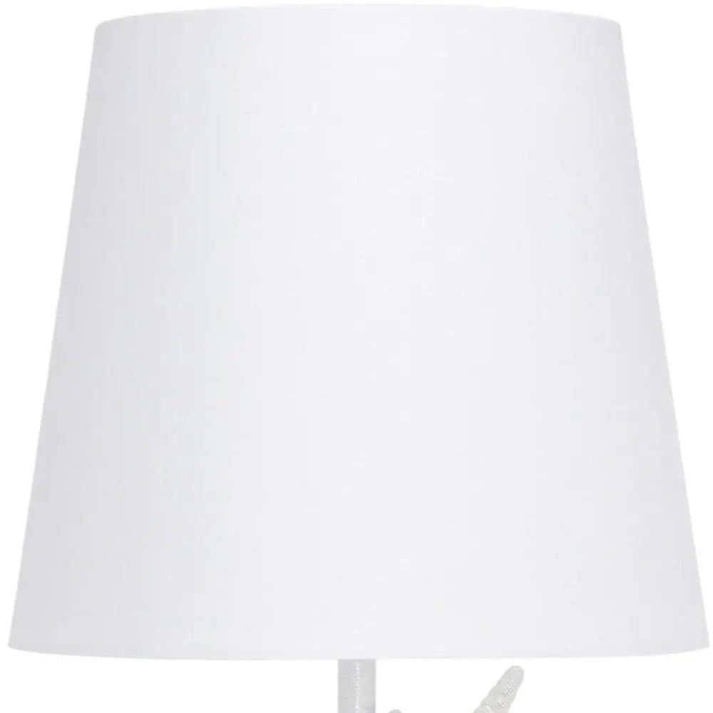 16" White Novelty Table Lamp LED With White Drum Shade HomeRoots