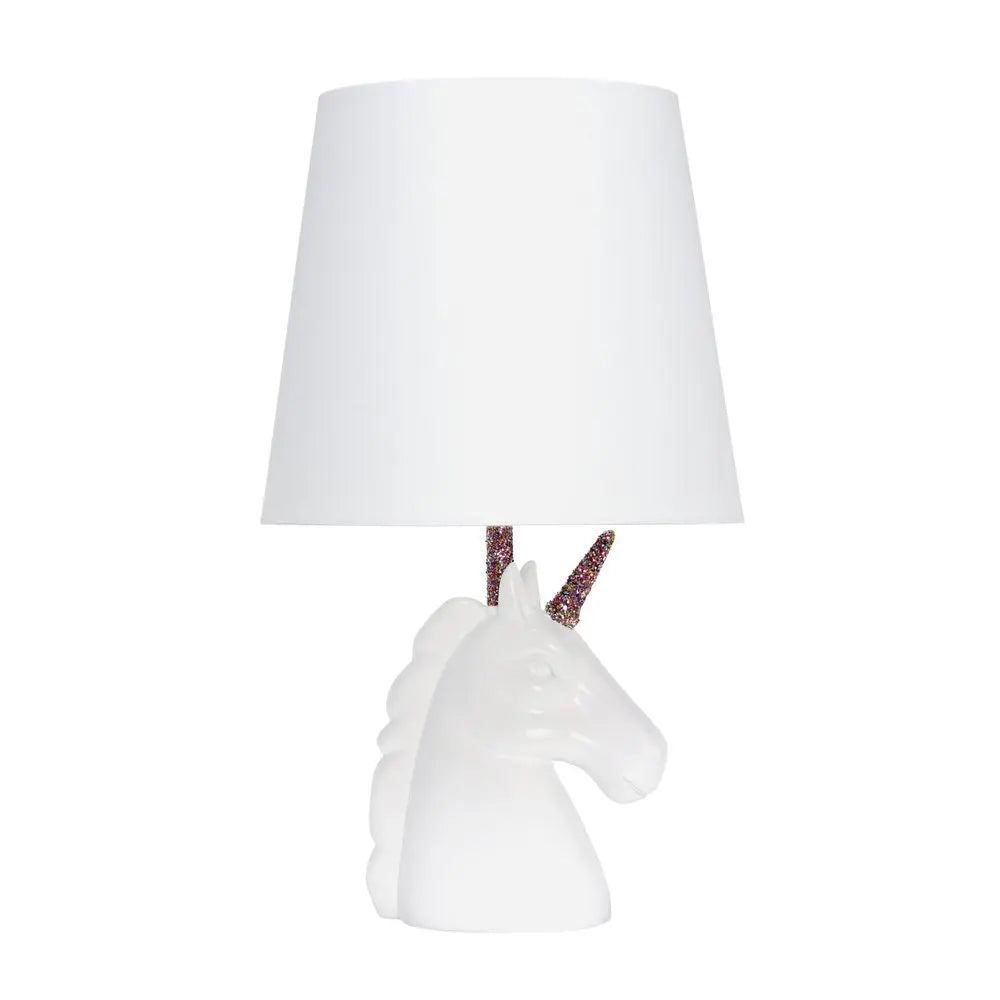 16" White And Rainbow Novelty Table Lamp LED With White Drum Shade HomeRoots