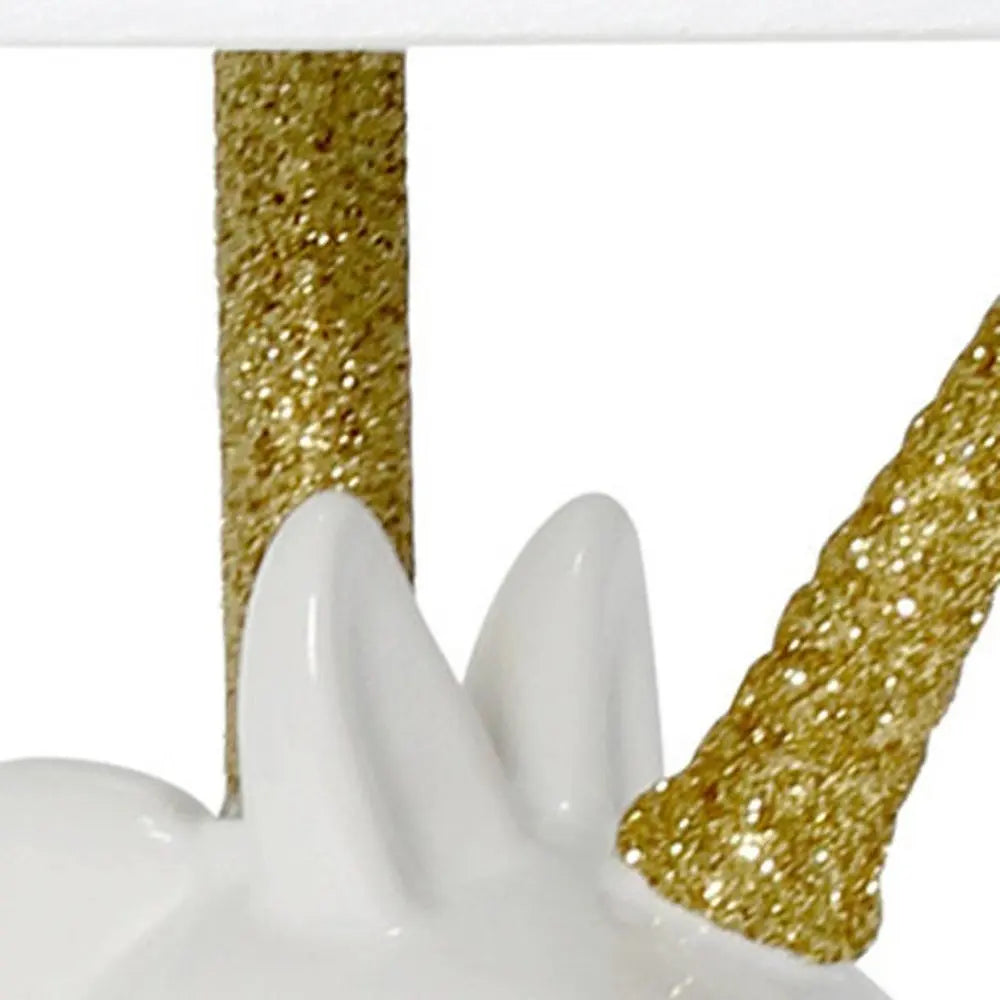 16" White And Gold Novelty Table Lamp With White Drum Shade HomeRoots