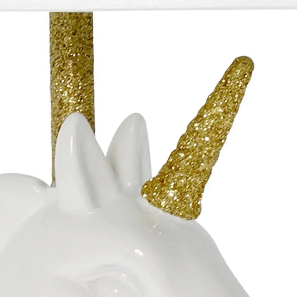 16" White And Gold Novelty Table Lamp With White Drum Shade HomeRoots