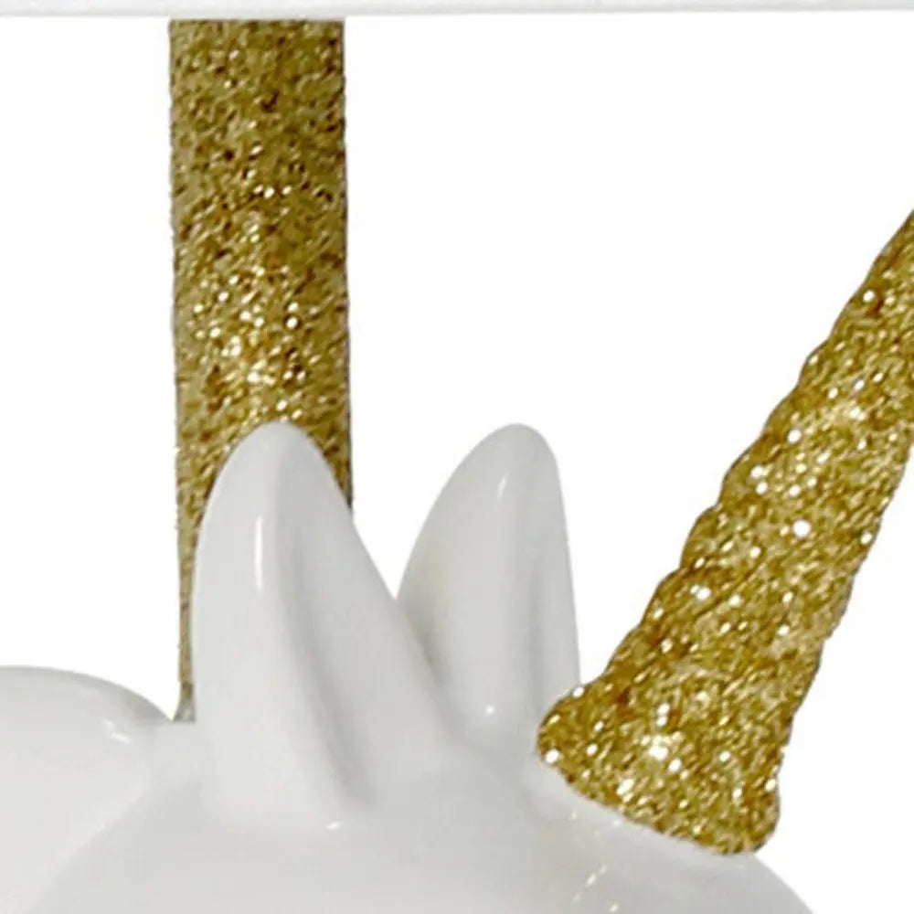 16" White And Gold Novelty Table Lamp LED With White Drum Shade HomeRoots