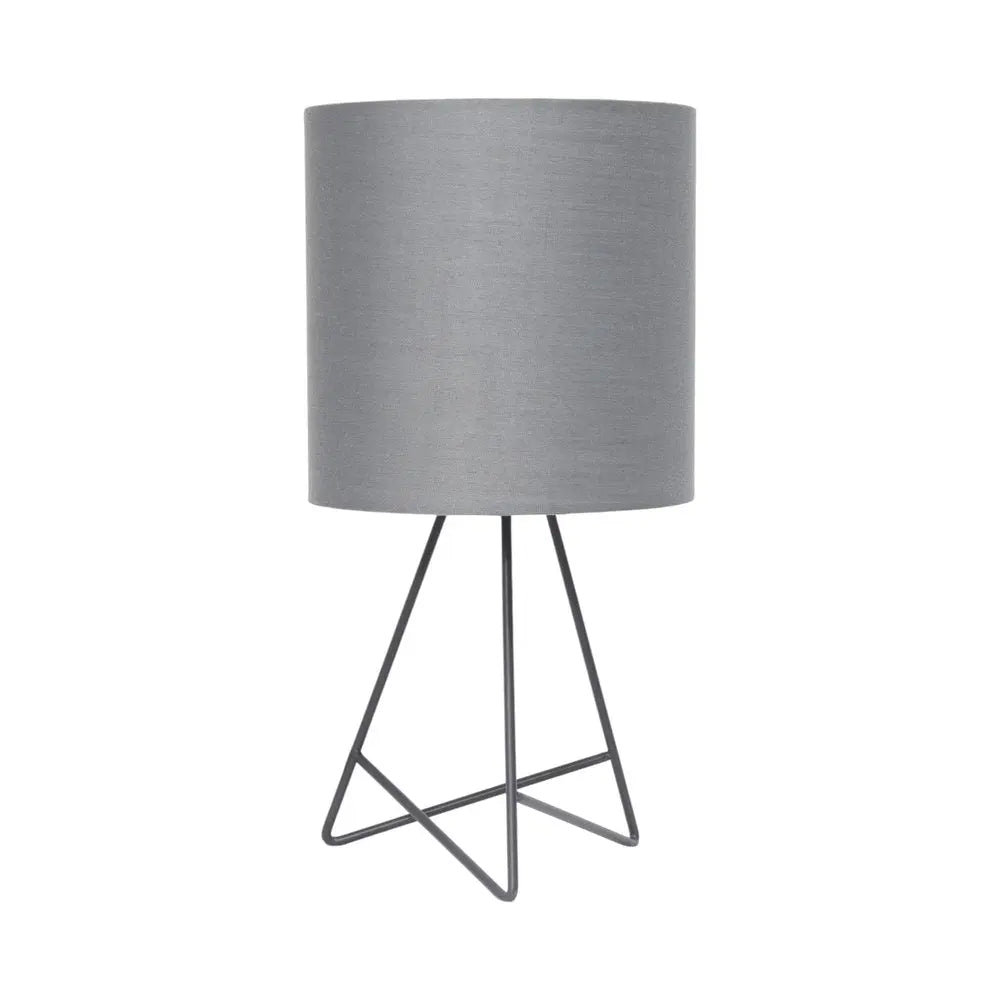 14" Gray Metal Tripod Table Lamp LED With Gray Drum Shade HomeRoots