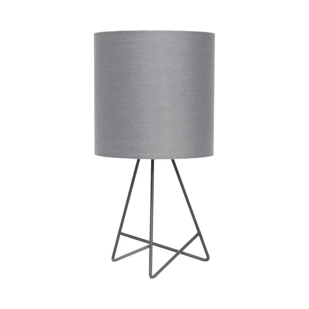 14" Gray Metal Tripod Table Lamp LED With Gray Drum Shade HomeRoots