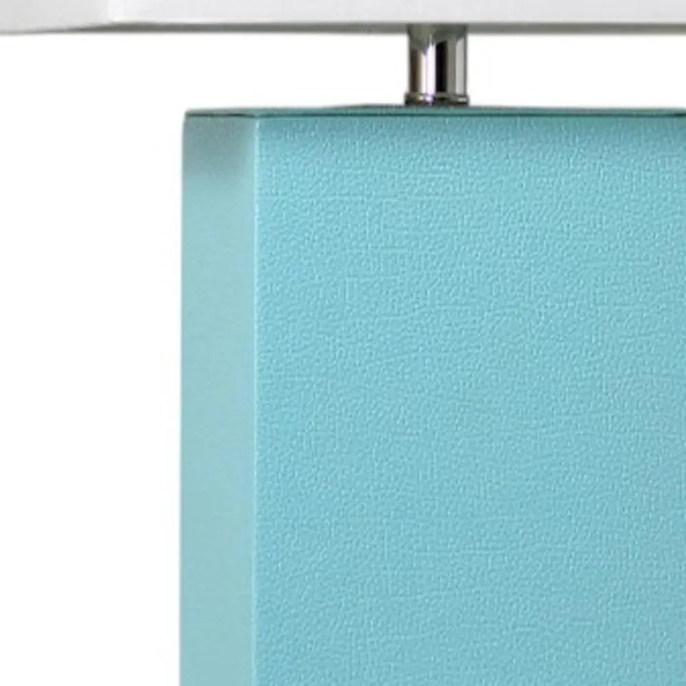 21" Aqua Faux Leather Table Lamp LED With White Shade HomeRoots