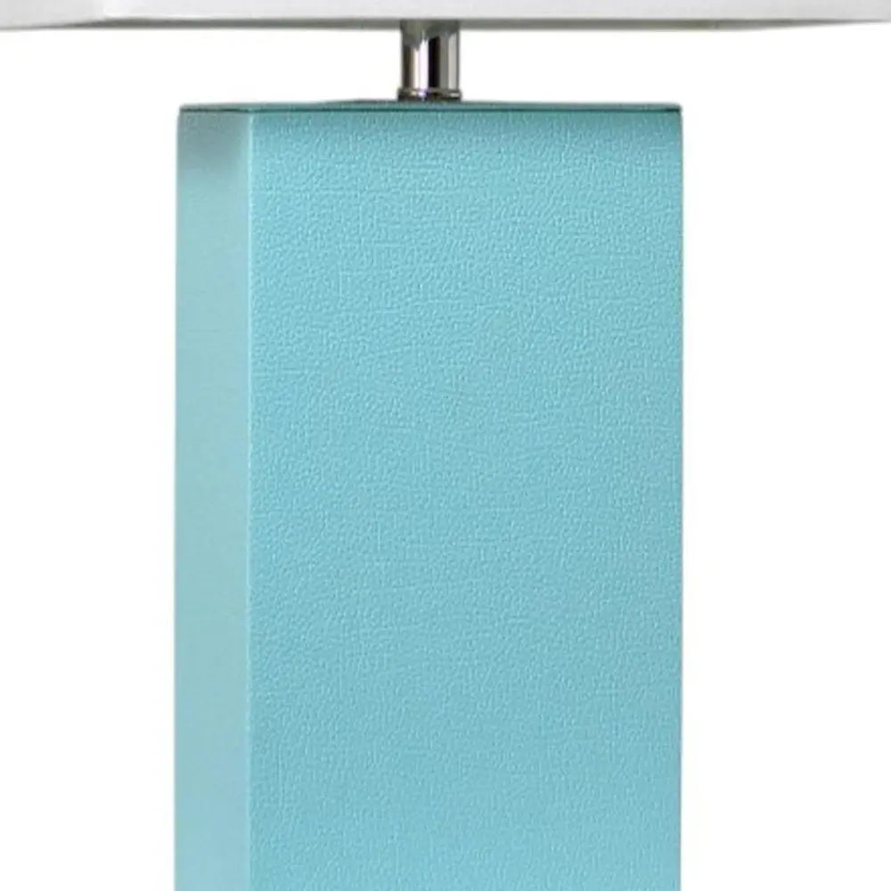 21" Aqua Faux Leather Table Lamp LED With White Shade HomeRoots