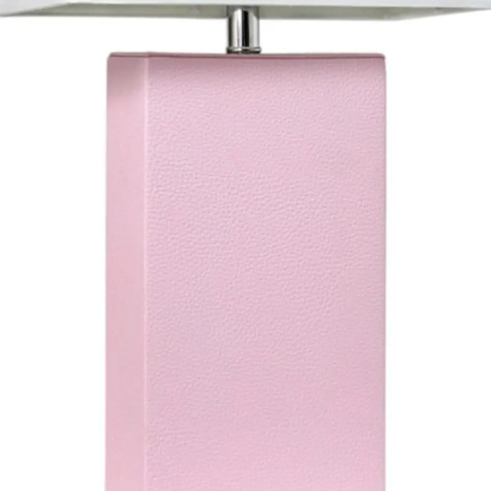 21" Blush Faux Leather Table Lamp LED With White Shade HomeRoots
