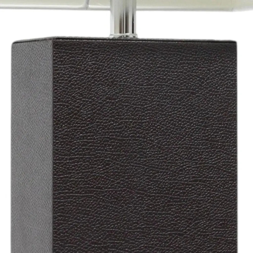 21" Espresso Faux Leather Table Lamp LED With White Shade HomeRoots