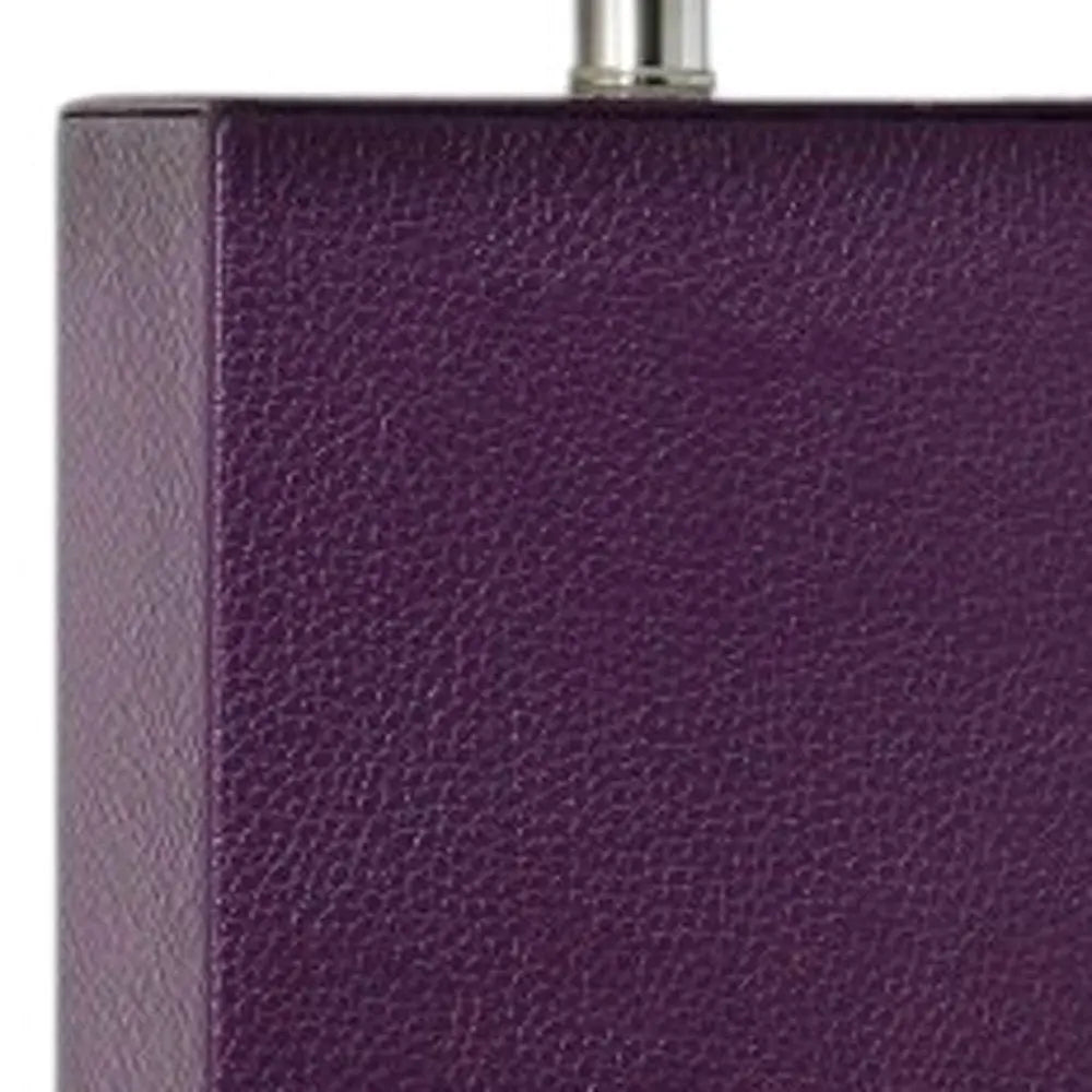 21" Eggplant Faux Leather Table Lamp LED With White Shade HomeRoots