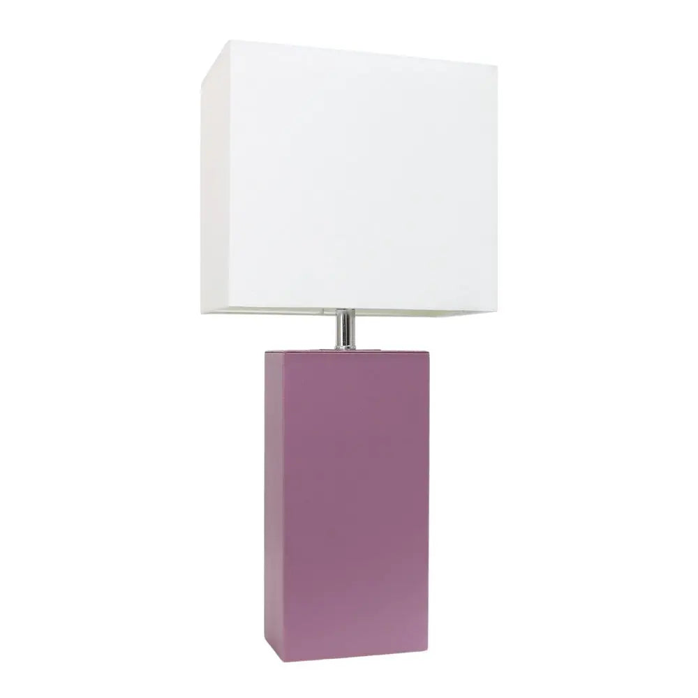 21" Purple Faux Leather Table Lamp LED With White Shade HomeRoots
