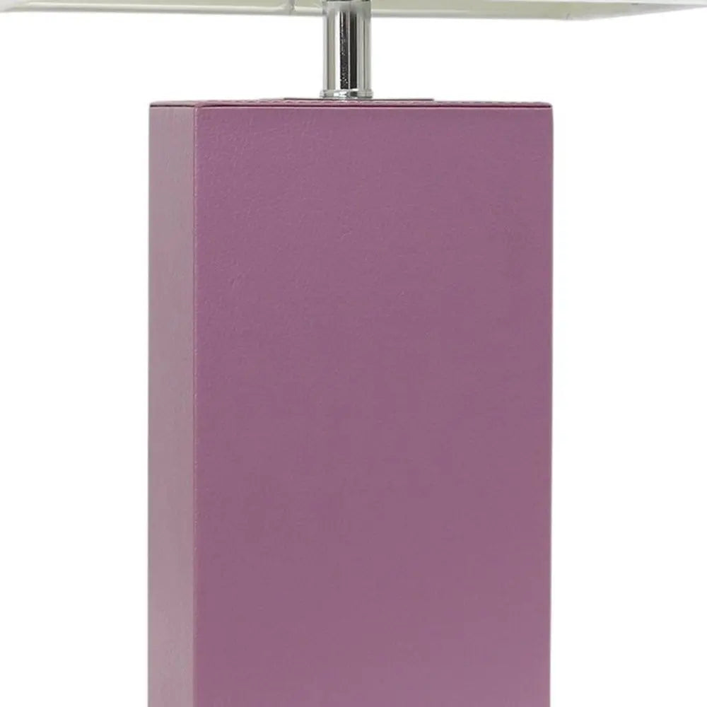 21" Purple Faux Leather Table Lamp LED With White Shade HomeRoots