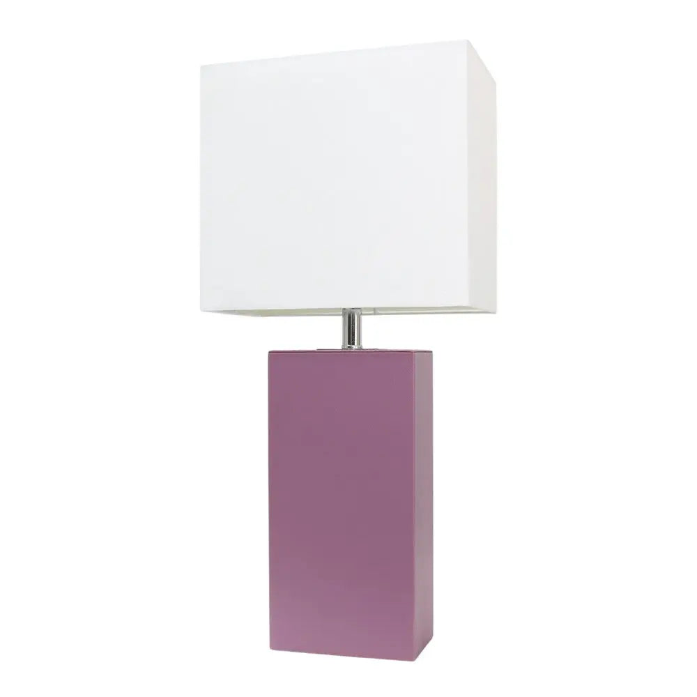 21" Purple Faux Leather Table Lamp LED With White Shade HomeRoots