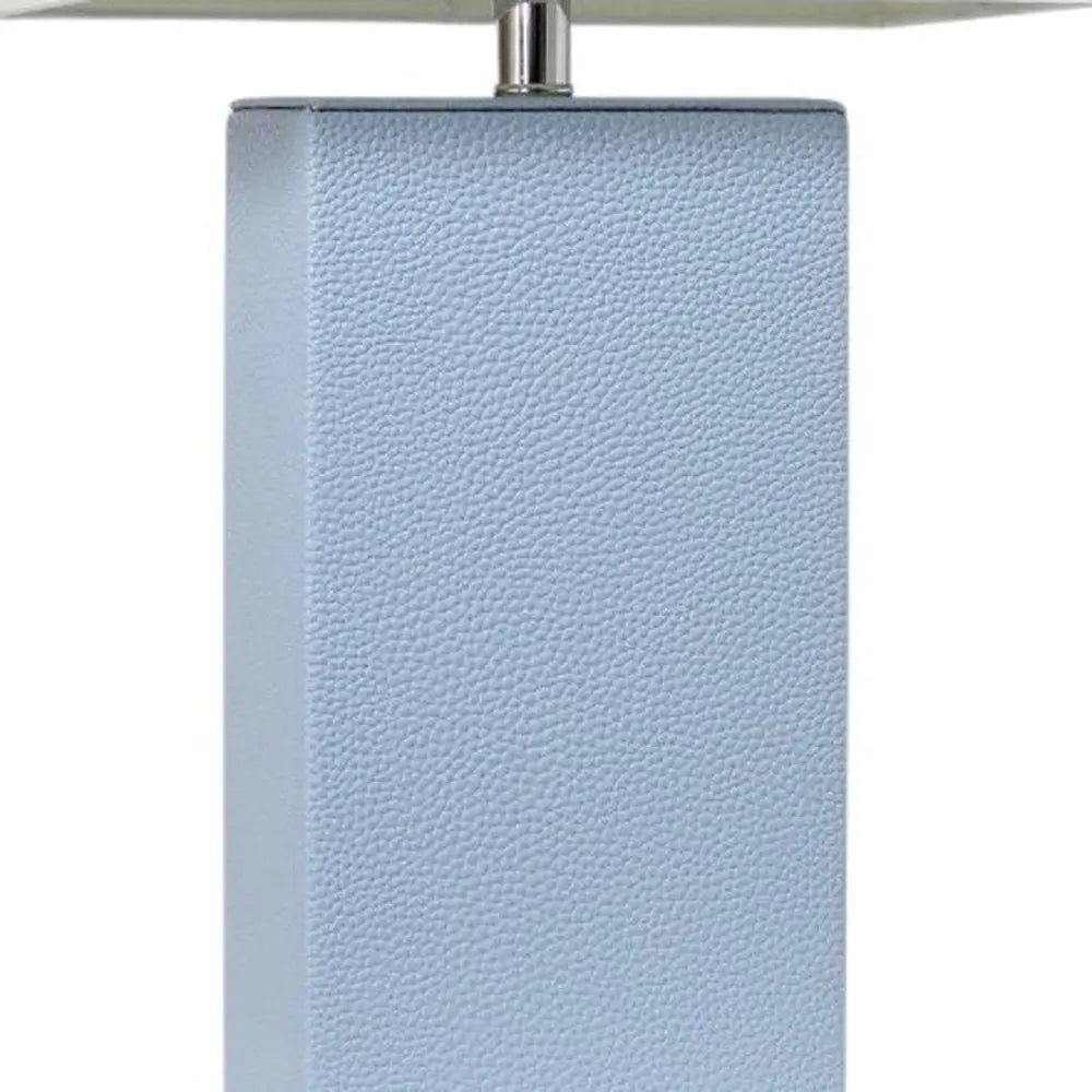 21" Periwinkle Faux Leather Table Lamp LED With White Shade HomeRoots