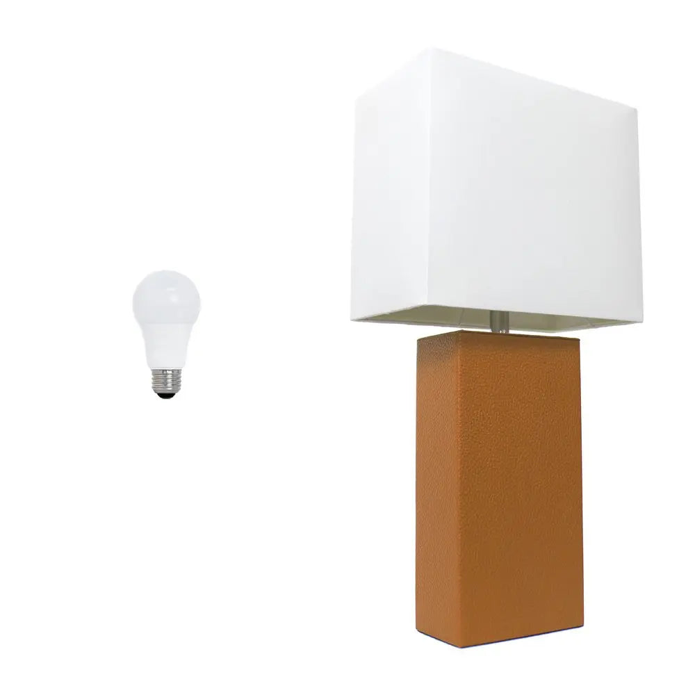 21" Tan Table Lamp LED With White Shade HomeRoots