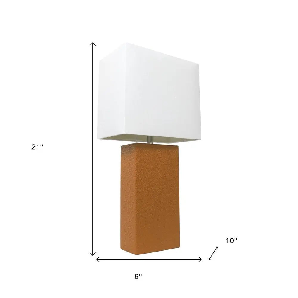 21" Tan Table Lamp LED With White Shade HomeRoots