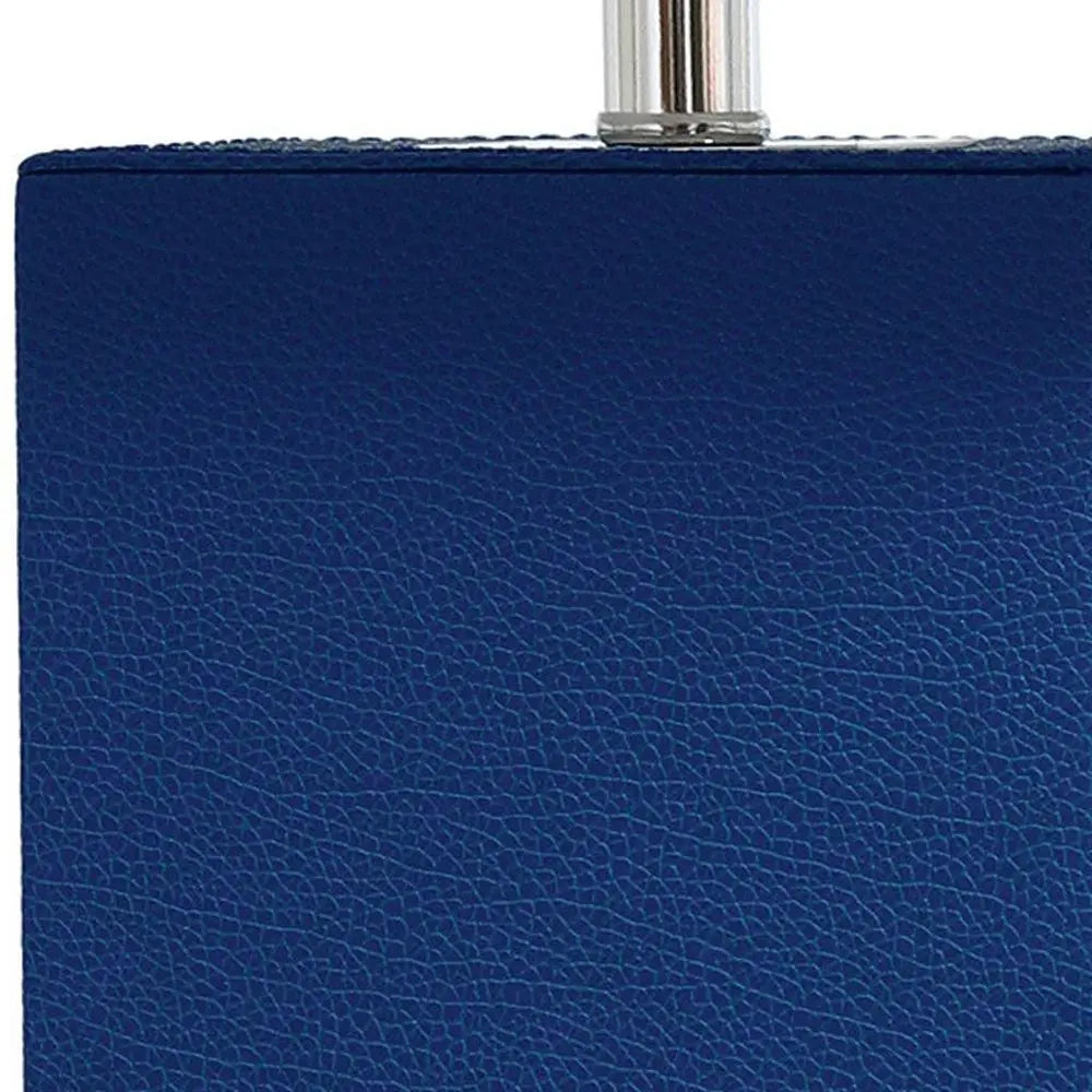 21" Blue Faux Leather USB Table Lamp With White Shade HomeRoots