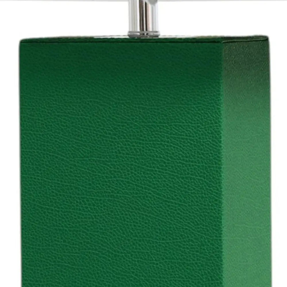 21" Green Faux Leather USB Table Lamp LED With White Shade HomeRoots