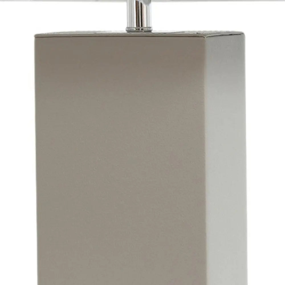 21" Gray Faux Leather USB Table Lamp LED With White Shade HomeRoots