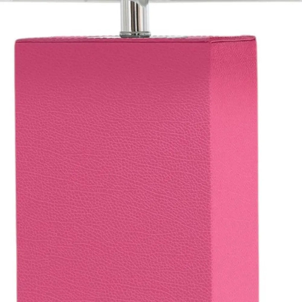 21" Hot Pink Faux Leather USB Table Lamp LED With White Shade HomeRoots