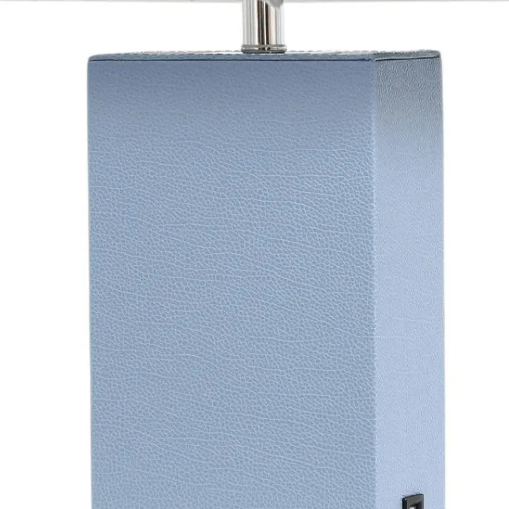 21" Periwinkle Faux Leather USB Table Lamp LED With White Shade HomeRoots