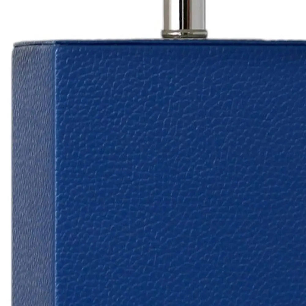 21" Blue Faux Leather Table Lamp LED With White Shade HomeRoots