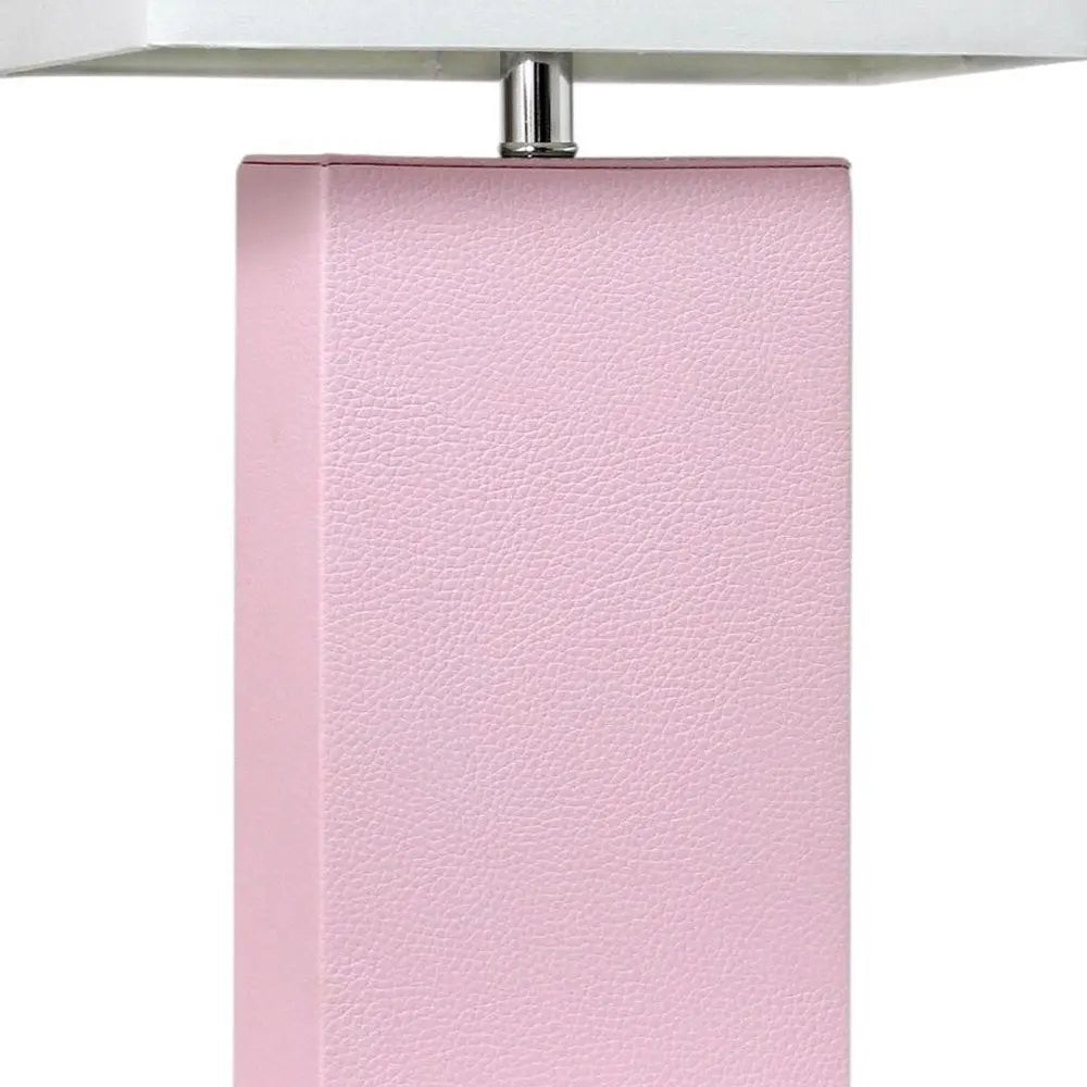 21" Blush Faux Leather Table Lamp LED With White Shade HomeRoots