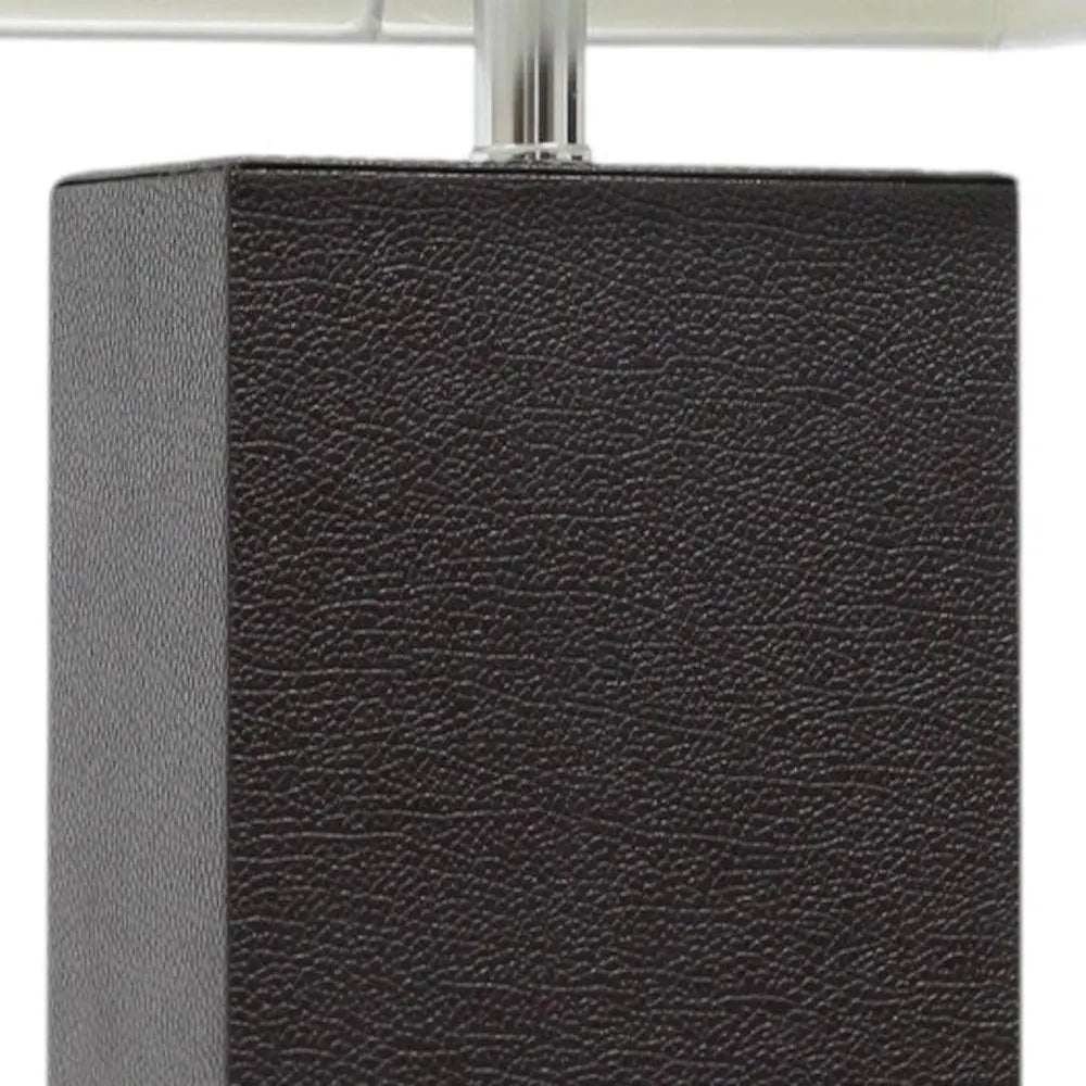 21" Espresso Faux Leather Table Lamp LED With White Shade HomeRoots