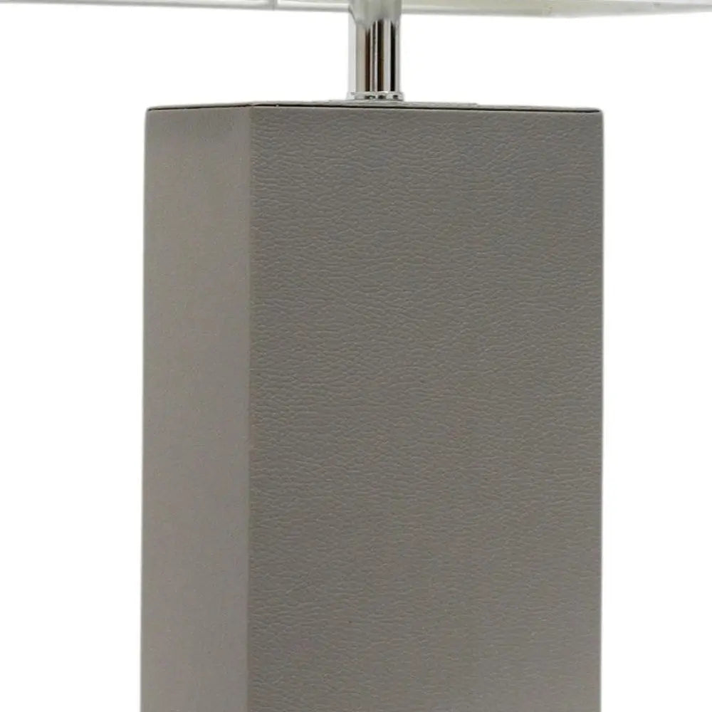 21" Gray Faux Leather Table Lamp LED With White Shade HomeRoots