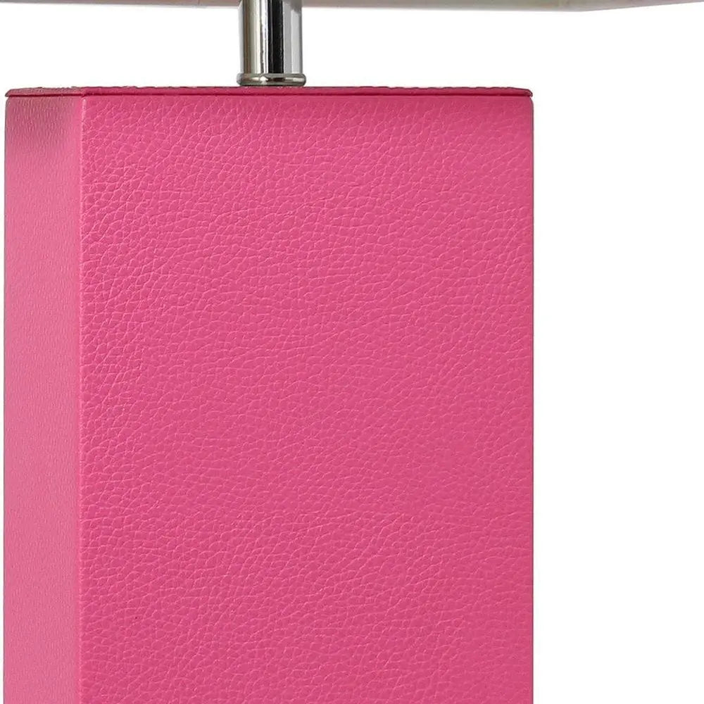 21" Hot Pink Faux Leather Table Lamp With White Shade HomeRoots