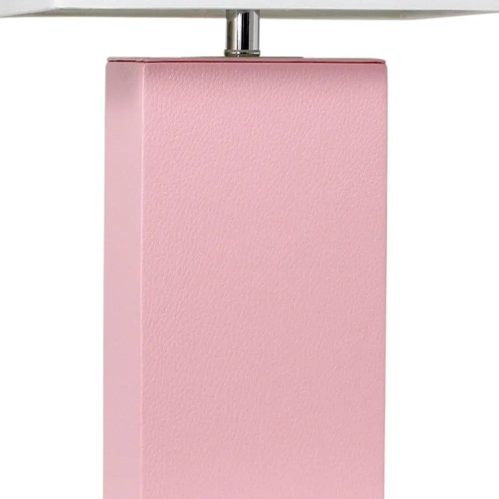 21" Pink Faux Leather Table Lamp LED With White Shade HomeRoots