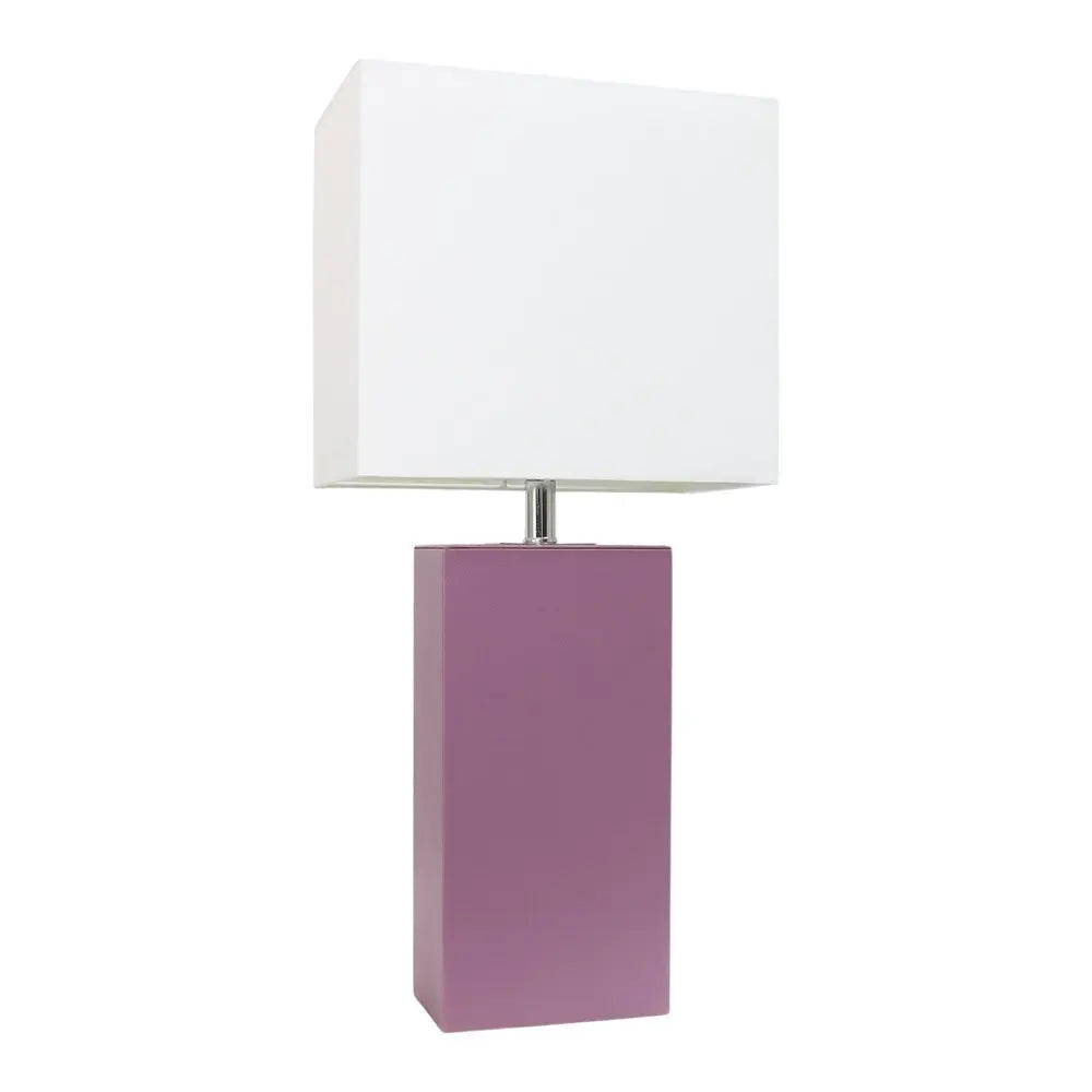 21" Purple Faux Leather Table Lamp LED With White Shade HomeRoots