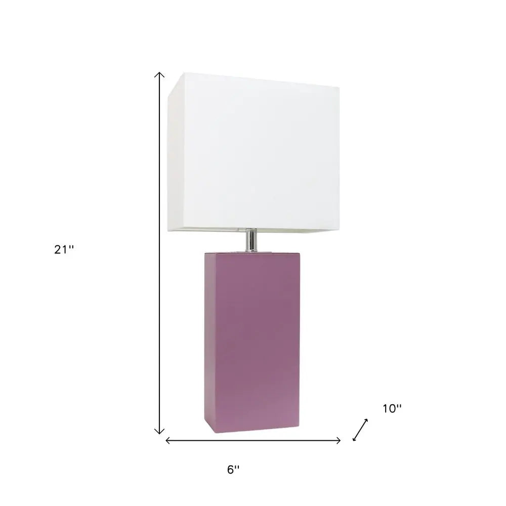 21" Purple Faux Leather Table Lamp LED With White Shade HomeRoots