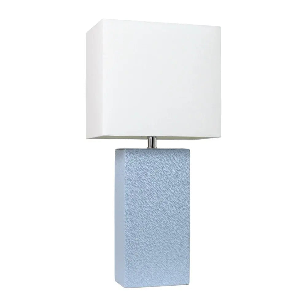 21" Periwinkle Faux Leather Table Lamp LED With White Shade HomeRoots