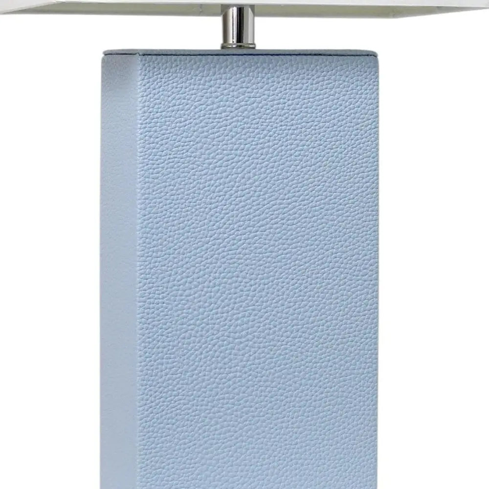 21" Periwinkle Faux Leather Table Lamp LED With White Shade HomeRoots