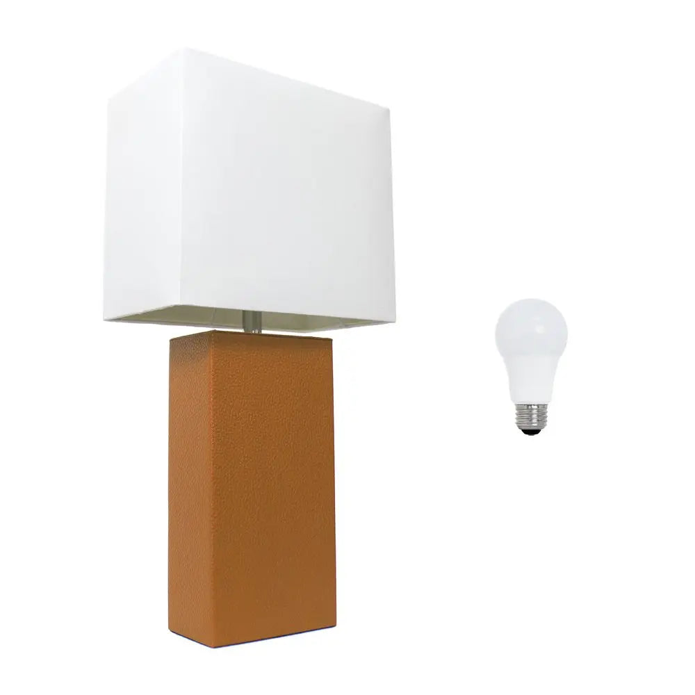 21" Tan Table Lamp LED With White Shade HomeRoots