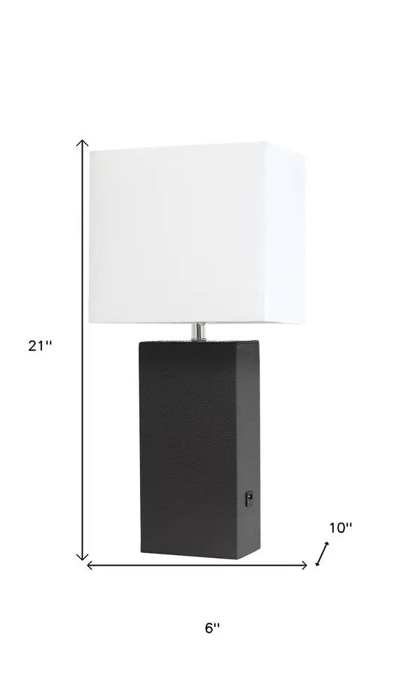 21" Black USB Table Lamp With White Shade HomeRoots