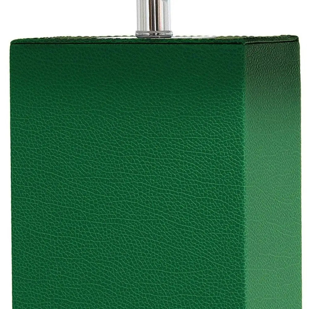 21" Green Faux Leather USB Table Lamp With White Shade HomeRoots