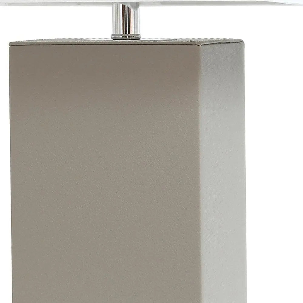 21" Gray Faux Leather USB Table Lamp With White Shade HomeRoots