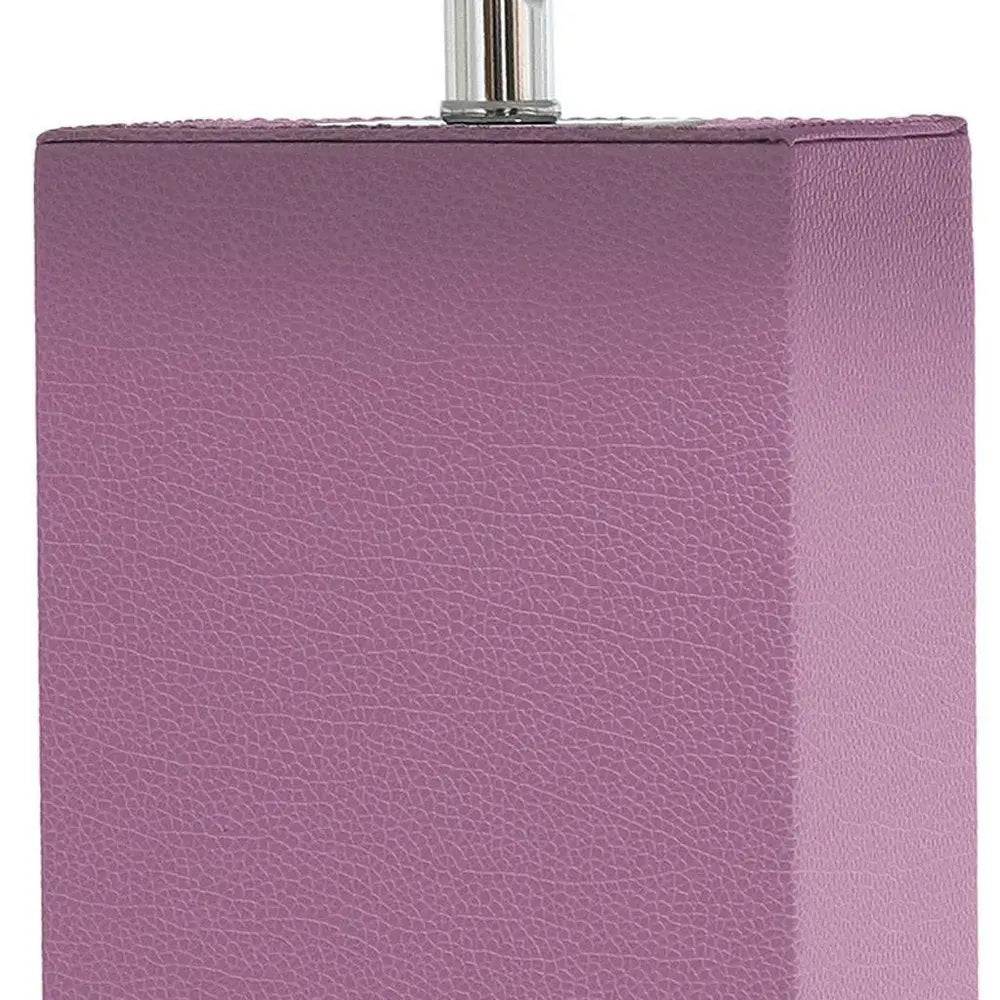 21" Purple Faux Leather USB Table Lamp LED With White Shade HomeRoots