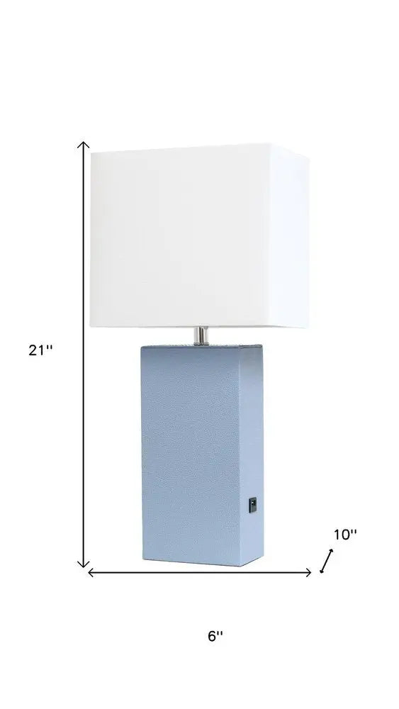 21" Periwinkle USB Table Lamp With White Shade HomeRoots