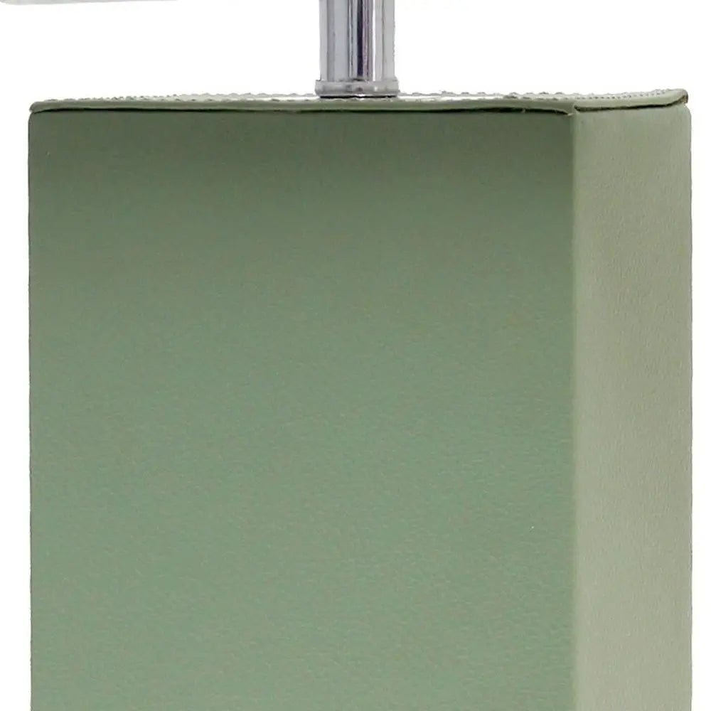21" Sage Faux Leather USB Table Lamp LED With White Shade HomeRoots