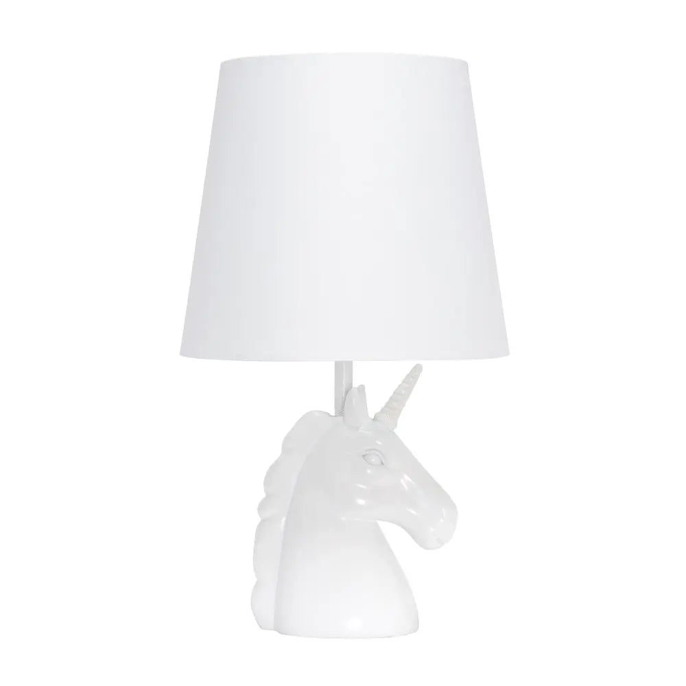 16" White Novelty Table Lamp With White Drum Shade HomeRoots