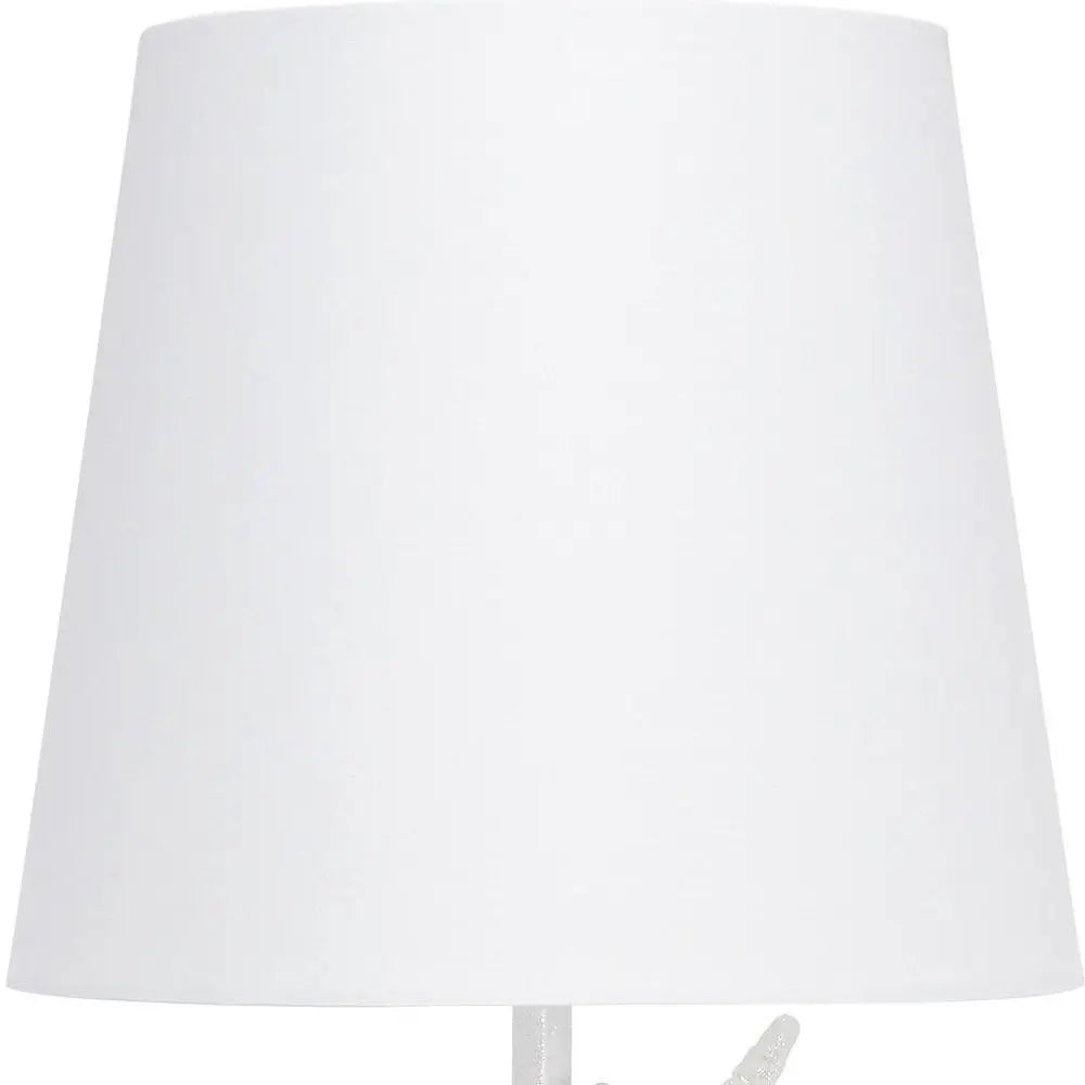 16" White Novelty Table Lamp With White Drum Shade HomeRoots