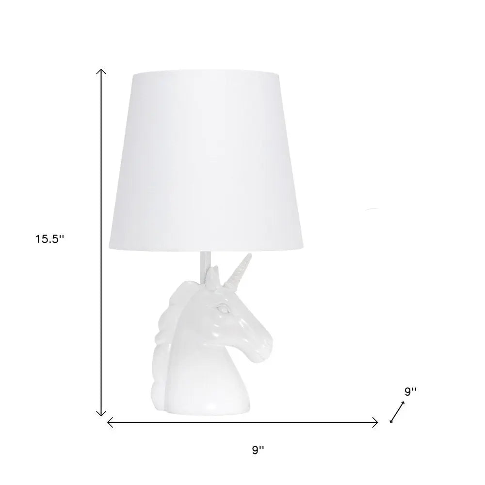 16" White Novelty Table Lamp LED With White Drum Shade HomeRoots