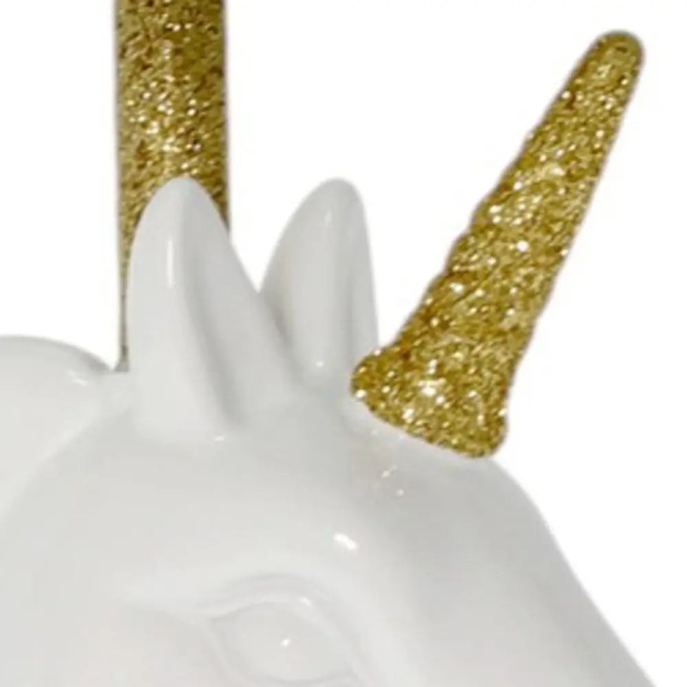 16" White And Gold Novelty Table Lamp LED With White Drum Shade HomeRoots