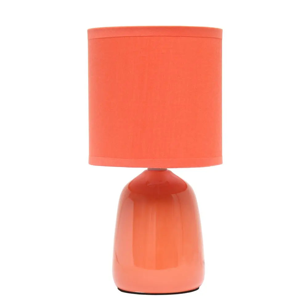 10" Orange Ceramic Round Table Lamp With Orange Drum Shade HomeRoots
