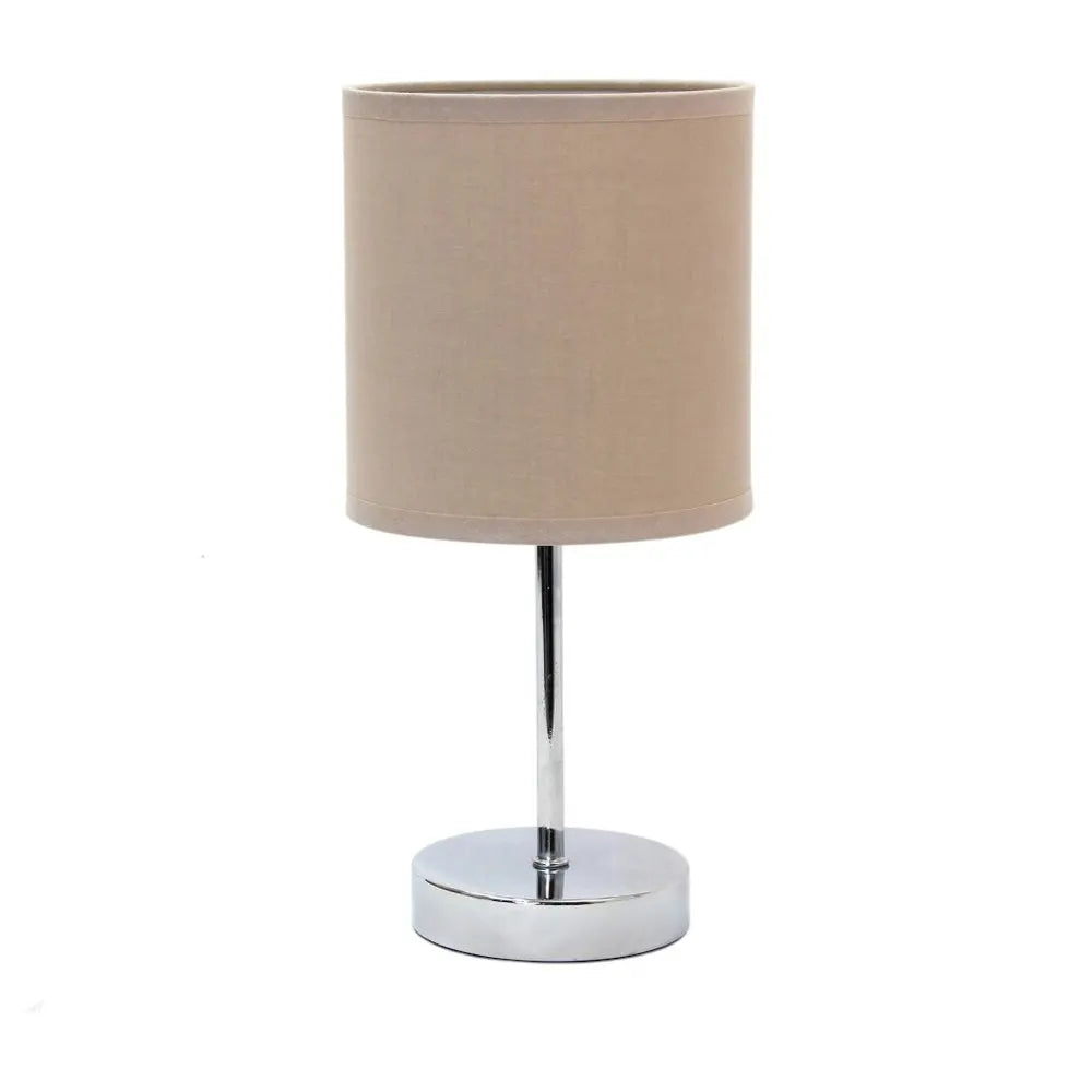 12" Silver Metal Table Lamp LED With Gray Drum Shade HomeRoots