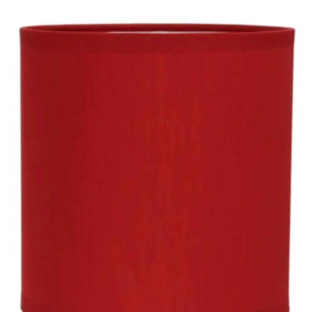 12" Silver Metal Table Lamp LED With Red Drum Shade HomeRoots