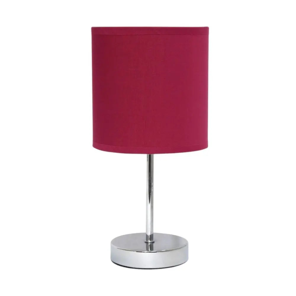 12" Silver Metal Table Lamp LED With Wine Drum Shade HomeRoots