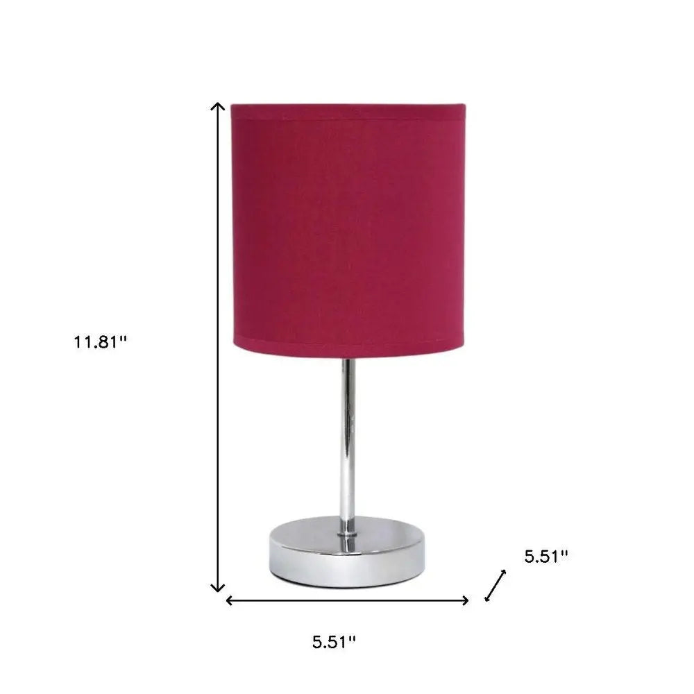 12" Silver Metal Table Lamp LED With Wine Drum Shade HomeRoots