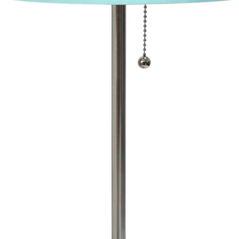Set of Two 20" Silver Metal Table Lamp With Aqua Drum Shade HomeRoots
